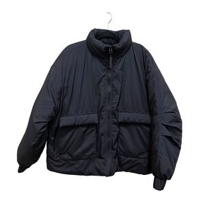 Fabletics Womens Black Oversized Puffer Jacket Zip Up Utility Pockets L